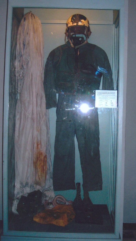 Lt. McCain's flight suit and parachute display